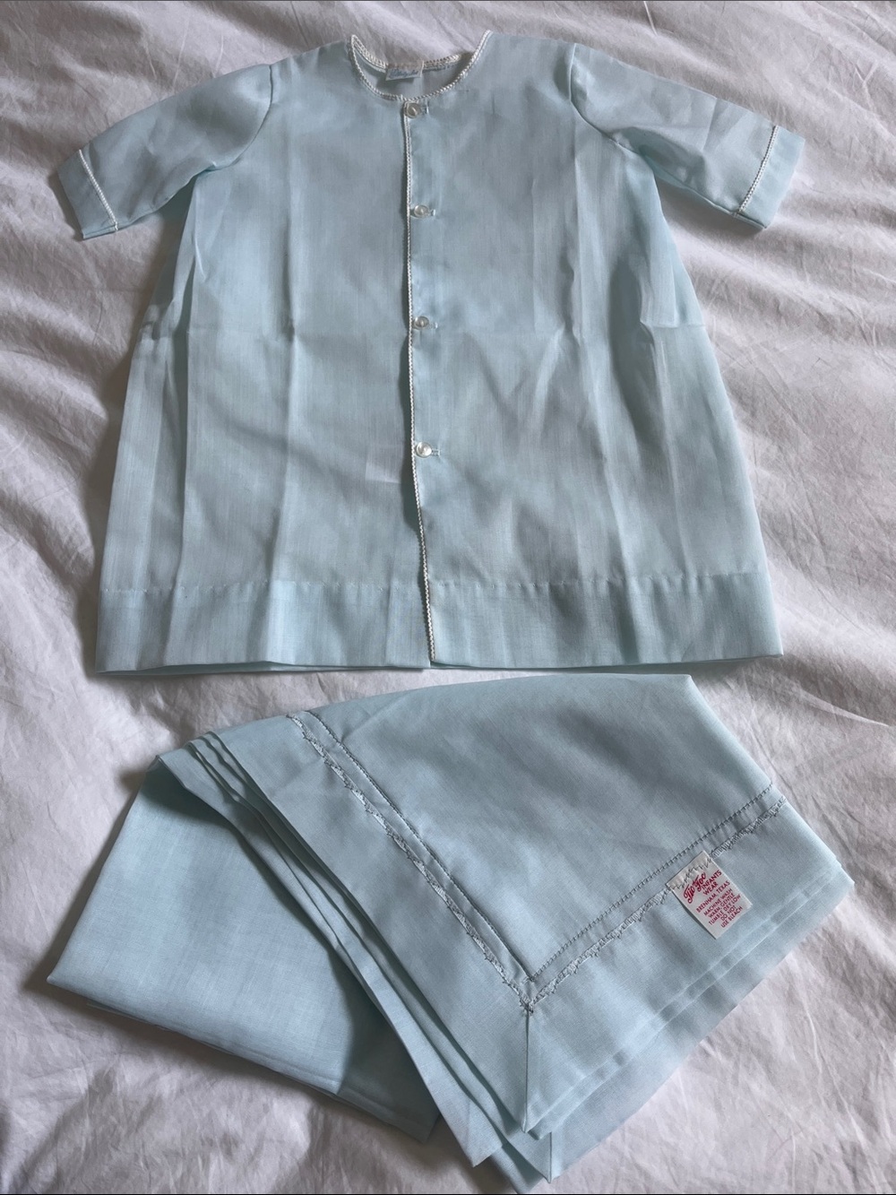 Vintage infant baptism gown & blanket set baby boy baptismal 2piece set like new